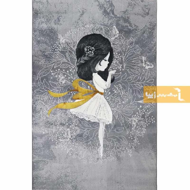 فرش کودک طوسی طرح پری مهربان 440 شانه