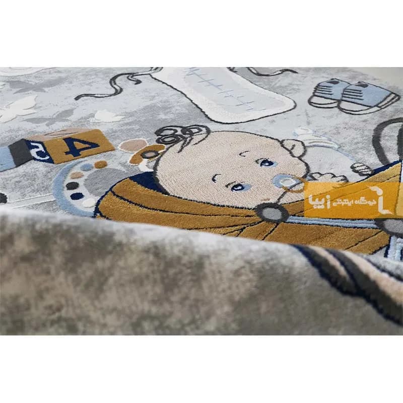 فرش کودک طوسی طرح نی‌نی 440 شانه — تصویر ۴
