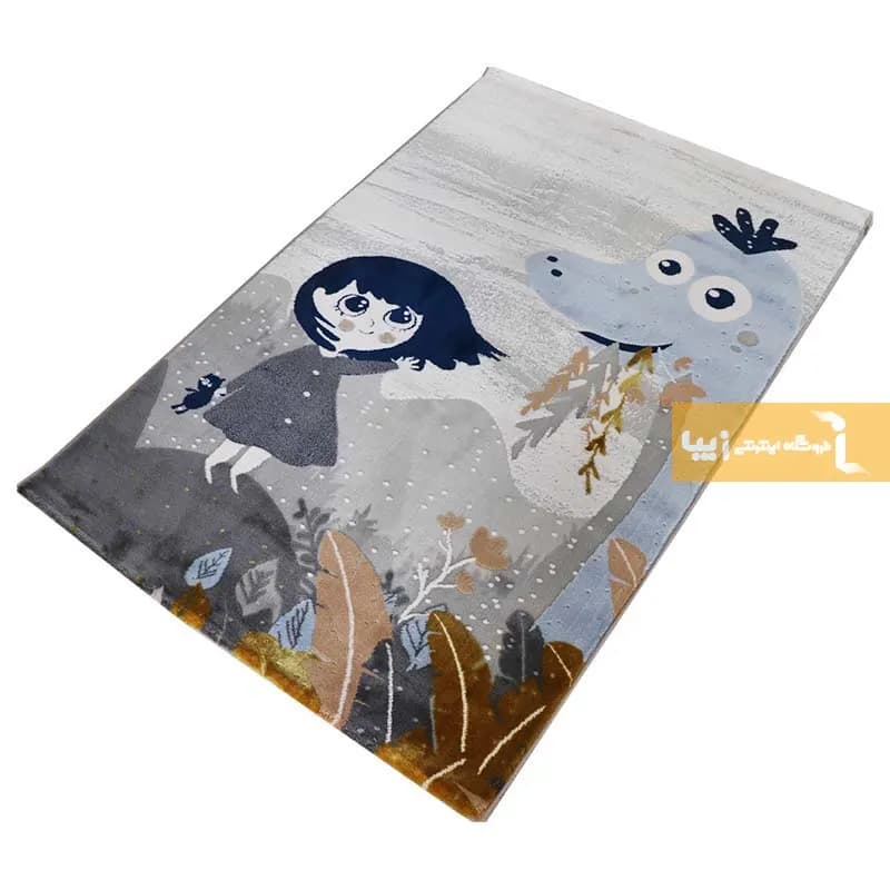 فرش کودک طوسی طرح دایناسور 440 شانه — تصویر ۷