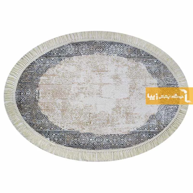 فرش بیضی کرم طرح سورن