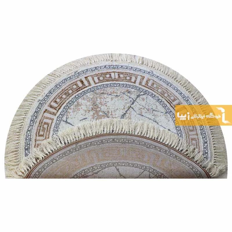 فرش گرد کرم طرح ماربل — تصویر ۸