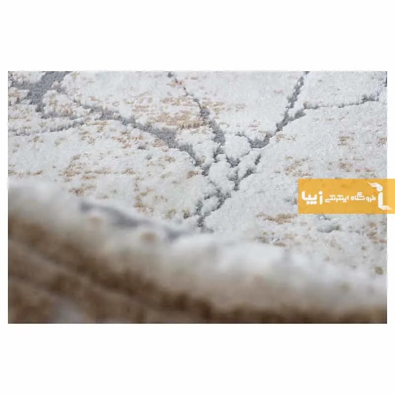 فرش گرد کرم طرح ماربل — تصویر ۵