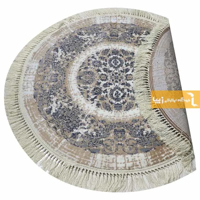 فرش گرد کرم طرح گلشن — تصویر ۴
