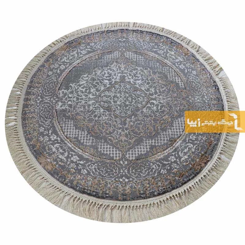 فرش گرد طوسی طرح روناک — تصویر ۳