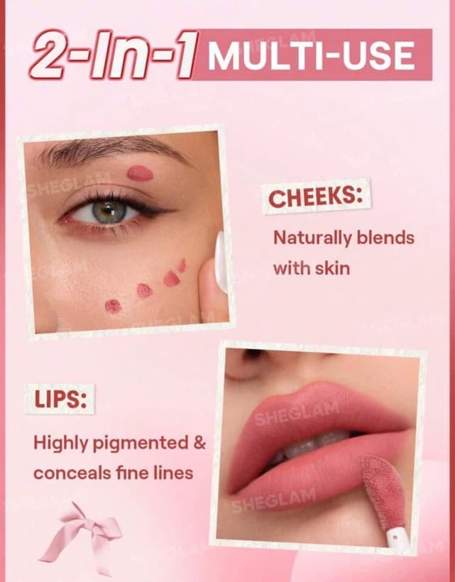 رژلب و رژگونه مایع شیگلم مدل Air Plush Lip & cheek Cream رنگ high winds — تصویر ۳