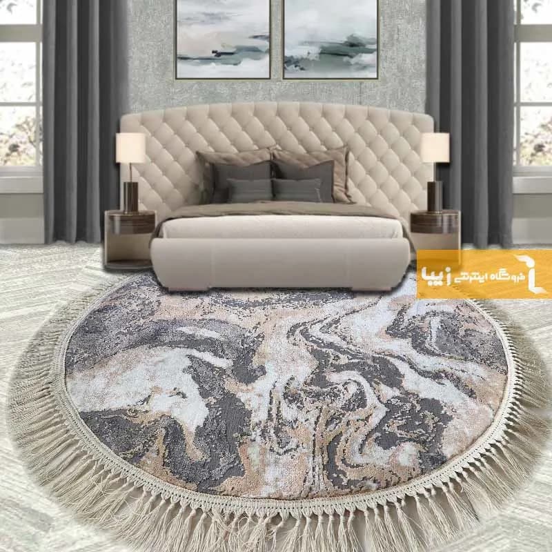 فرش گرد کرم طرح کویر — تصویر ۲