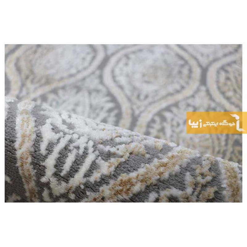فرش بیضی طوسی طرح درباری — تصویر ۵