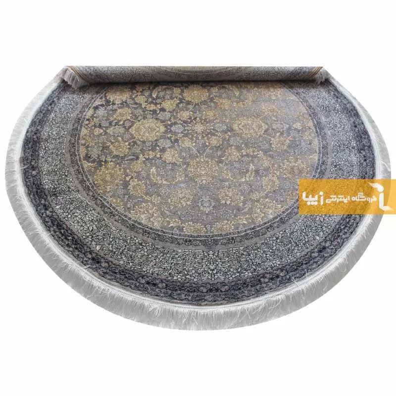 فرش گرد ذغالی طرح شاهگل — تصویر ۶