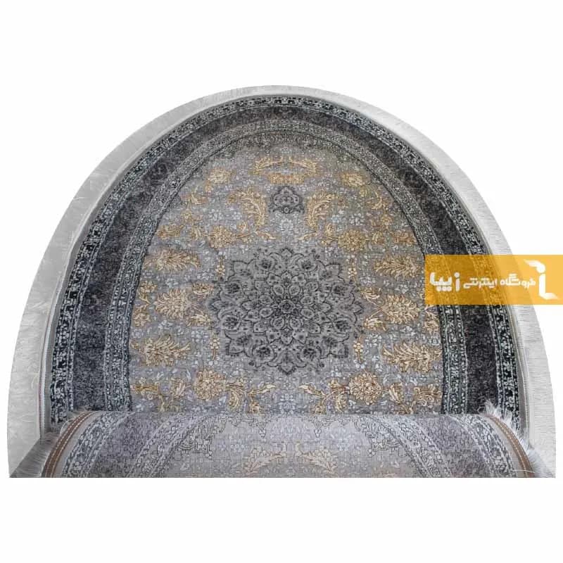 فرش بیضی نقره ای طرح شاهسوند — تصویر ۶