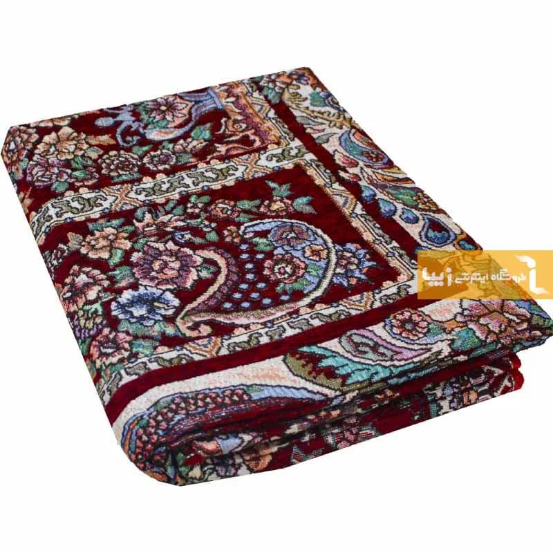 روفرشی زرشکی مخمل طرح خشتی — تصویر ۳