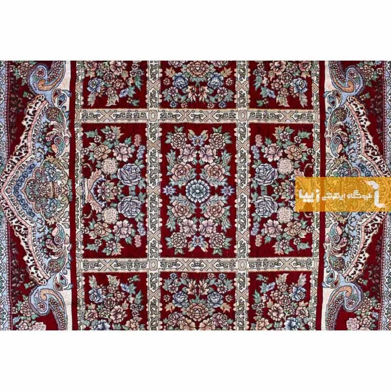 روفرشی زرشکی مخمل طرح خشتی — تصویر ۶