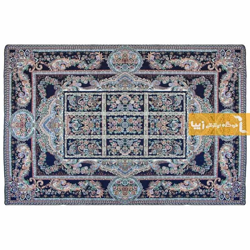 روفرشی سرمه ای مخمل طرح خشتی — تصویر ۵