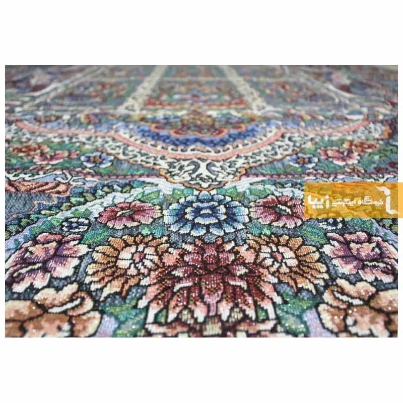 روفرشی طوسی مخمل طرح خشتی — تصویر ۵