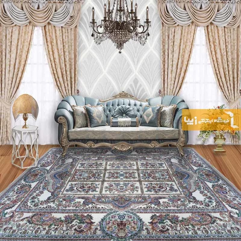 روفرشی کرم مخمل طرح خشتی — تصویر ۲