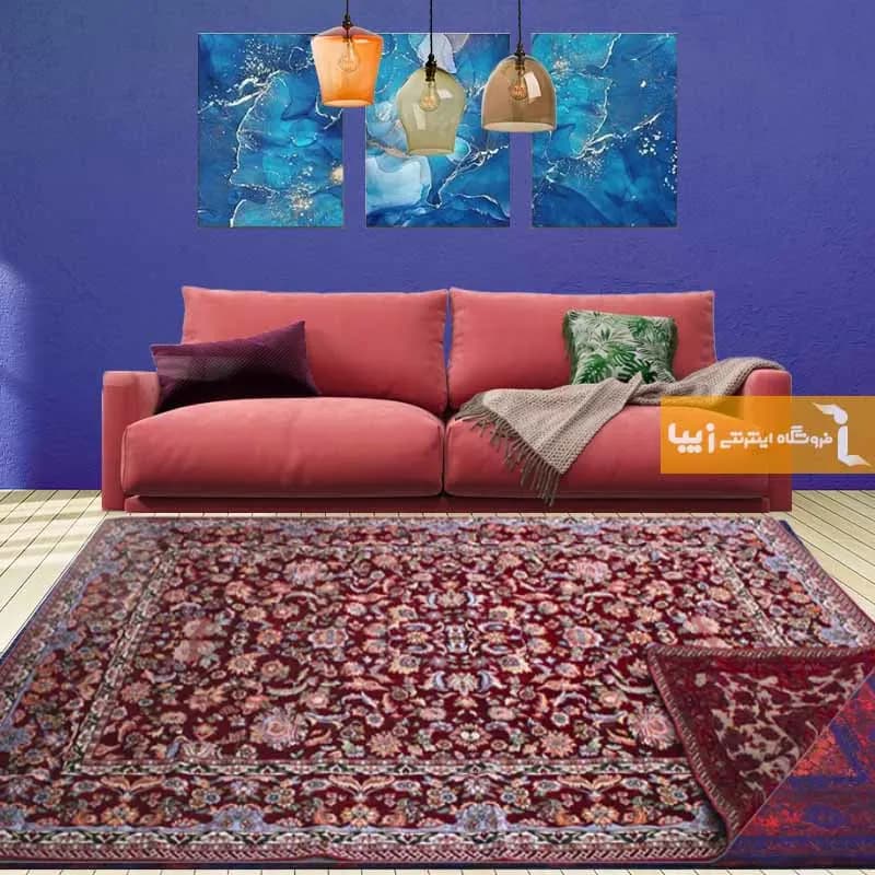 روفرشی زرشکی مخمل طرح افشان — تصویر ۲