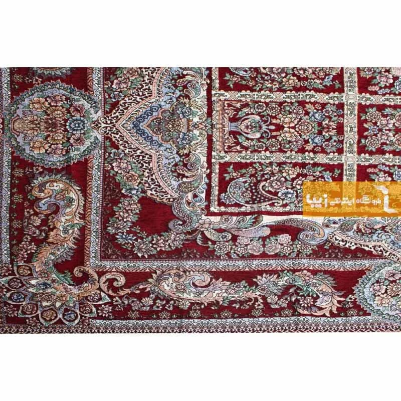 روفرشی مخمل زرکدار طرح خشتی — تصویر ۸