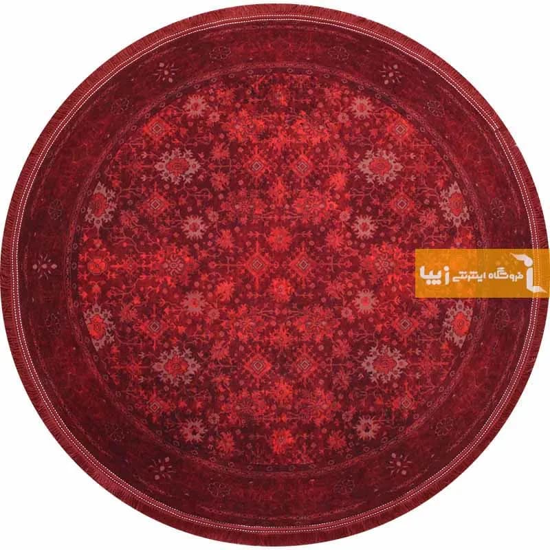 فرش گرد زرشکی طرح یاقوت