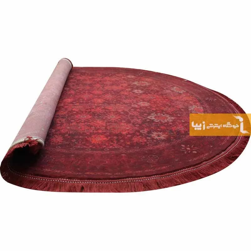 فرش گرد زرشکی طرح یاقوت — تصویر ۸