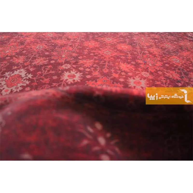 فرش گرد زرشکی طرح یاقوت — تصویر ۵