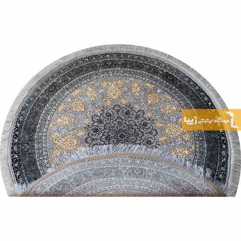 فرش گرد طرح شاهکار زمینه نقره ای — تصویر ۴