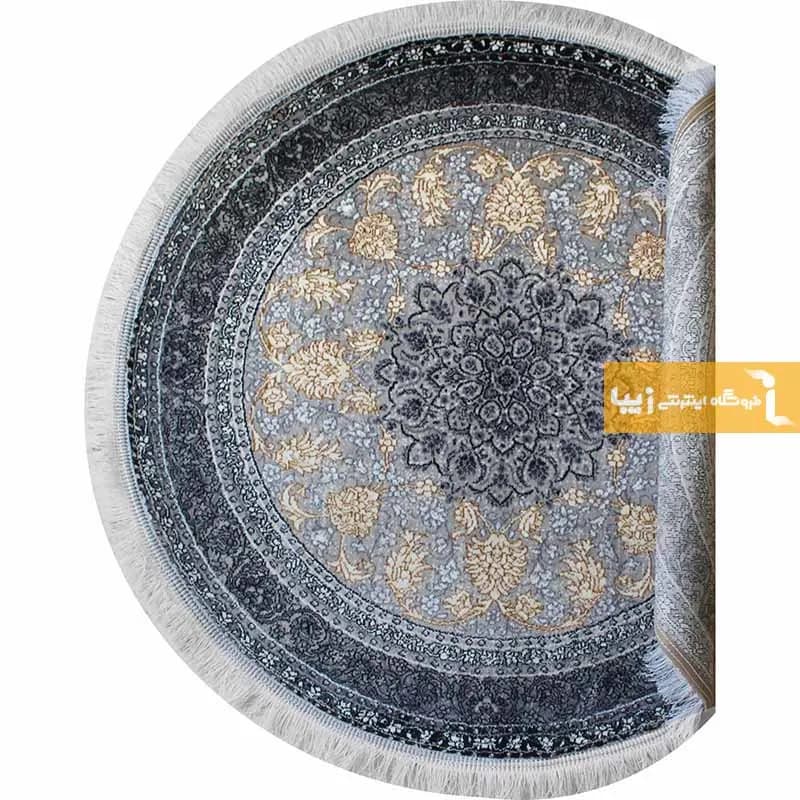 فرش گرد طرح شاهکار زمینه نقره ای — تصویر ۸