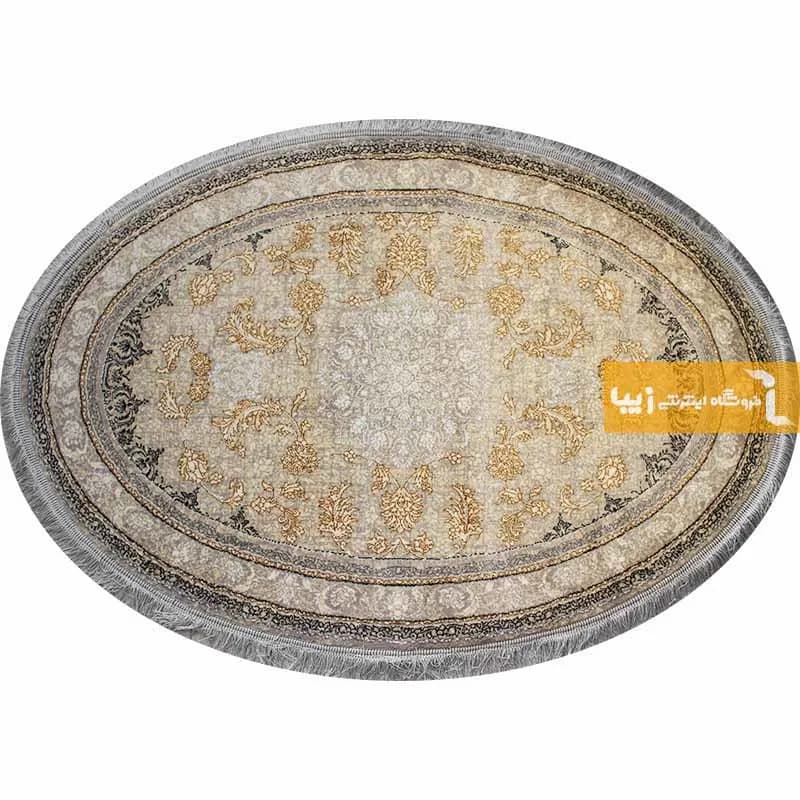 فرش بیضی کرم طرح شاهکار
