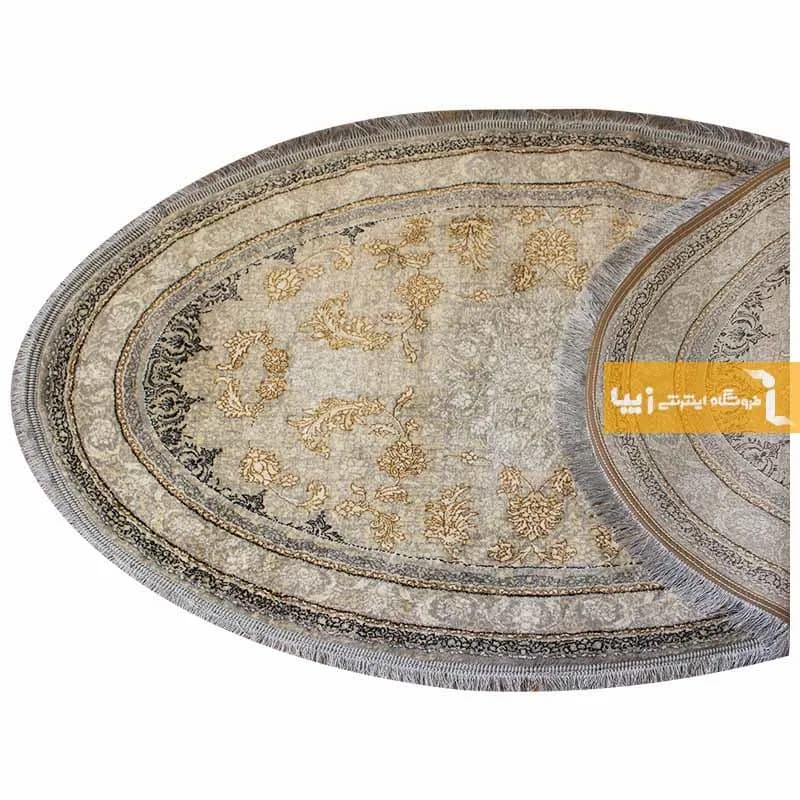 فرش بیضی کرم طرح شاهکار — تصویر ۴