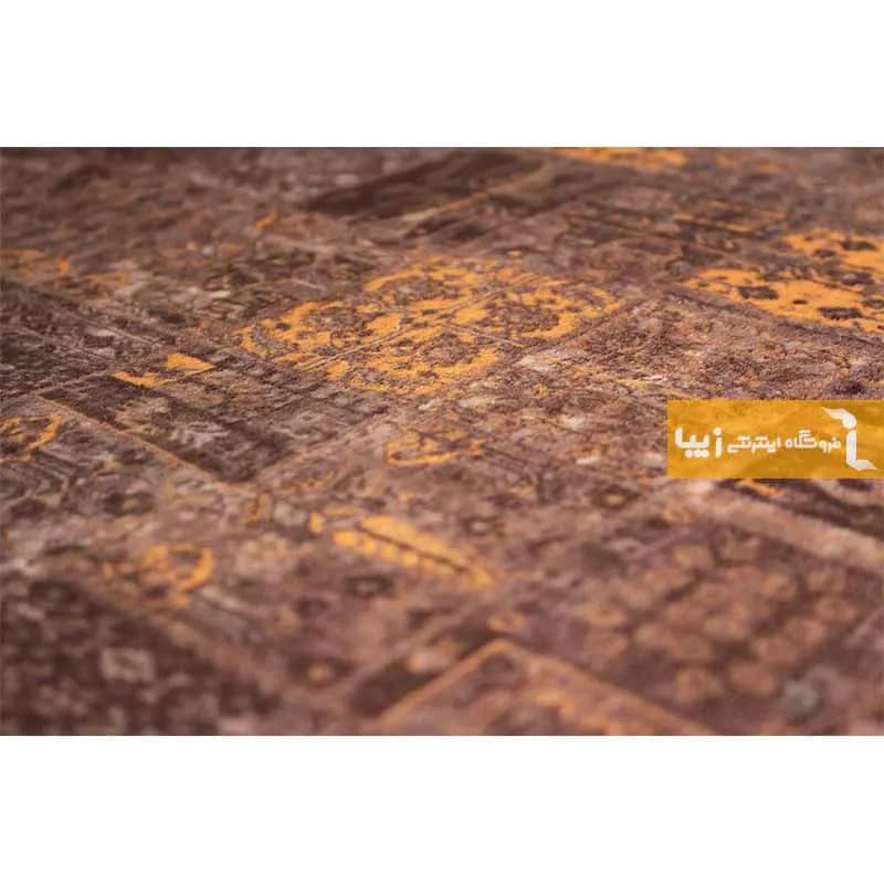 فرش گرد قهوه ای طرح الکساندریت — تصویر ۴