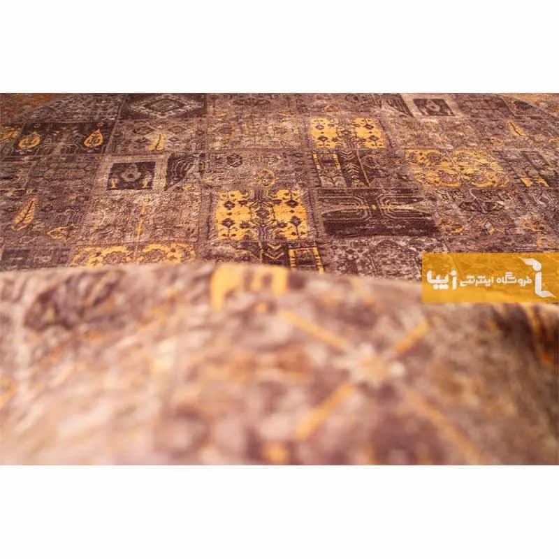 فرش گرد قهوه ای طرح الکساندریت — تصویر ۸