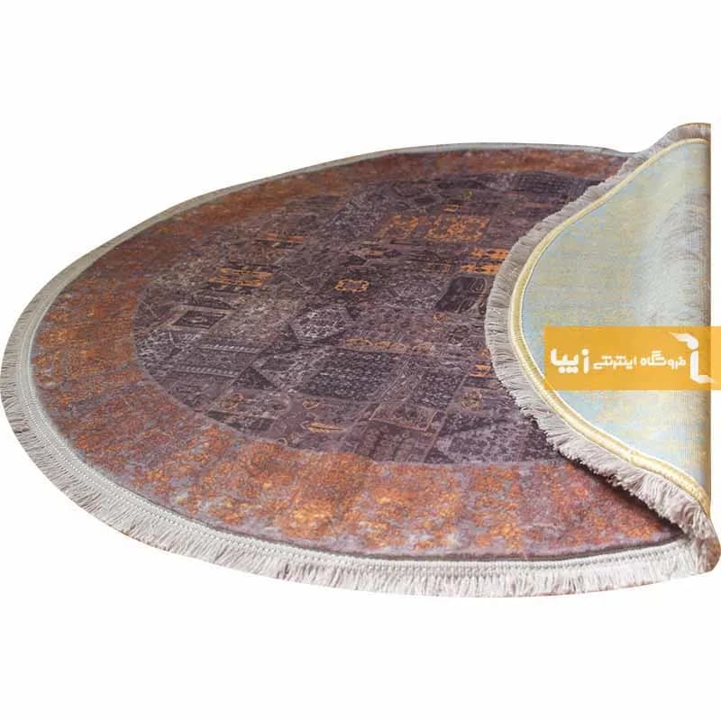 فرش گرد قهوه ای طرح الکساندریت — تصویر ۶