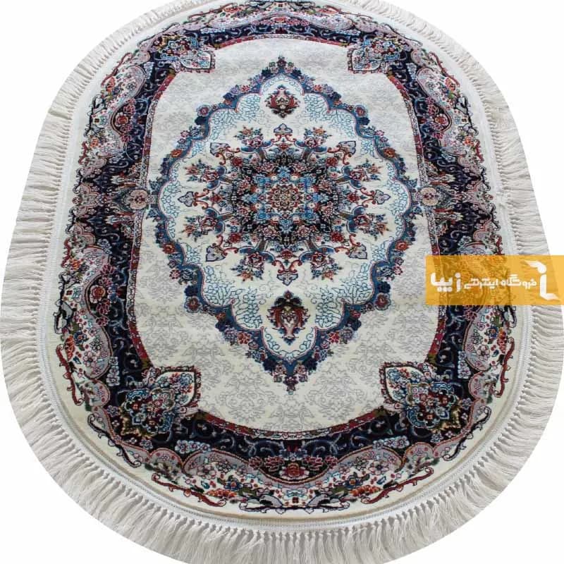 فرش بیضی کرم طرح نیلا — تصویر ۸