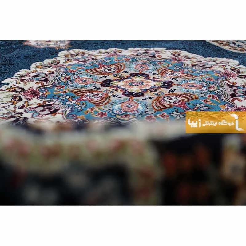 فرش بیضی سرمه ای طرح هالیدی — تصویر ۵