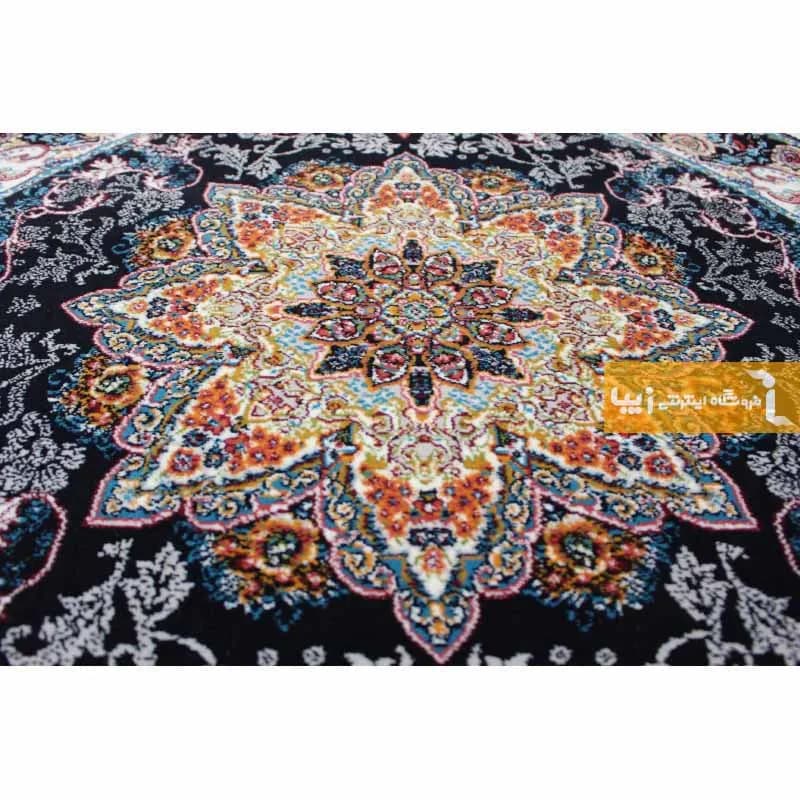 فرش گرد سرمه ای طرح هیوا — تصویر ۴