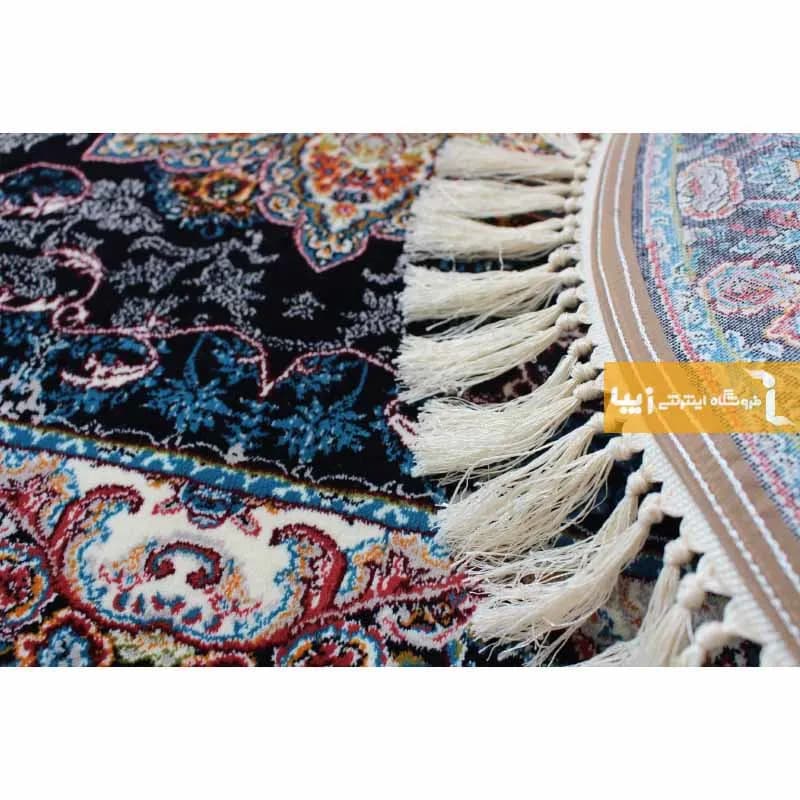 فرش بیضی سرمه ای طرح هیوا — تصویر ۷