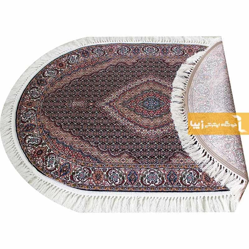 فرش بیضی سرمه ای طرح ریزماهی — تصویر ۶