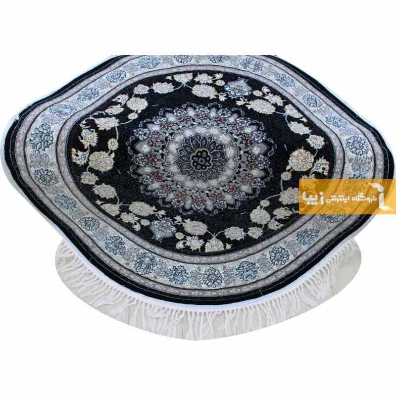 فرش گرد سرمه ای طرح اصفهان — تصویر ۶