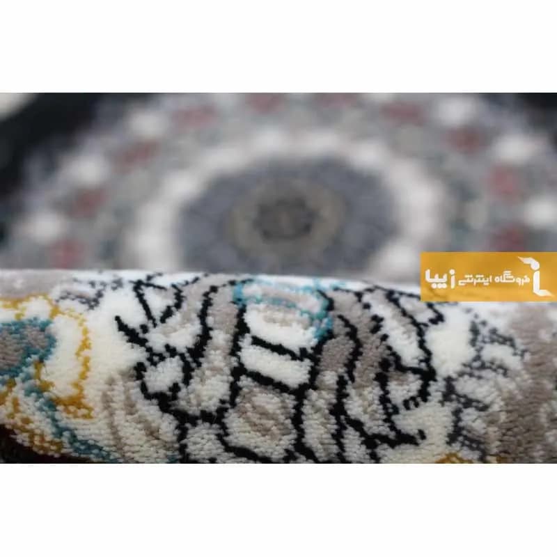 فرش گرد سرمه ای طرح اصفهان — تصویر ۸