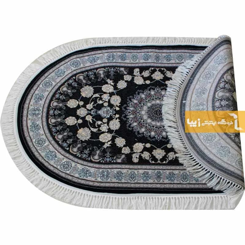 فرش بیضی سرمه ای طرح اصفهان — تصویر ۷