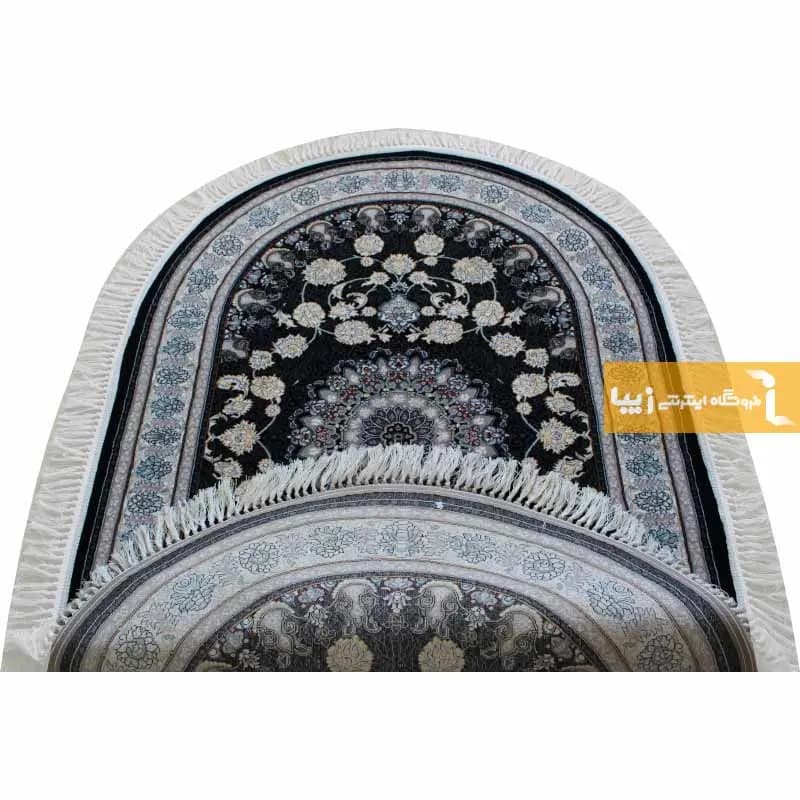 فرش بیضی سرمه ای طرح اصفهان — تصویر ۴