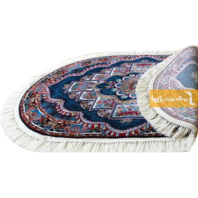 فرش بیضی سرمه ای طرح ناردون — تصویر ۸