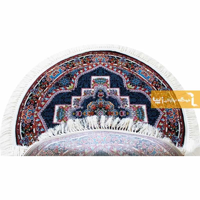 فرش گرد سرمه ای طرح ناردون — تصویر ۸
