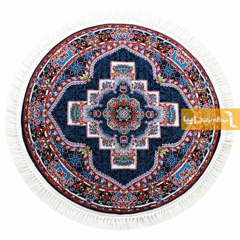 فرش گرد سرمه ای طرح ناردون
