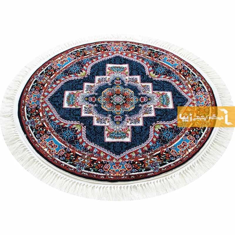 فرش گرد سرمه ای طرح ناردون — تصویر ۳