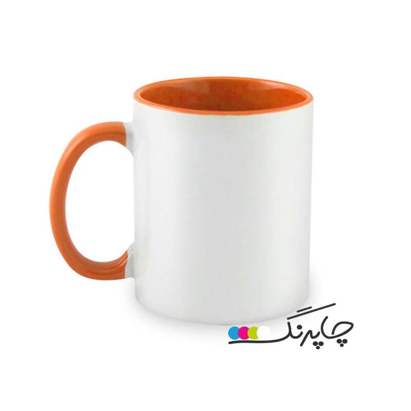 لیوان سرامیکی خام سابلیمیشن دسته و داخل رنگی 11oz – نارنجی