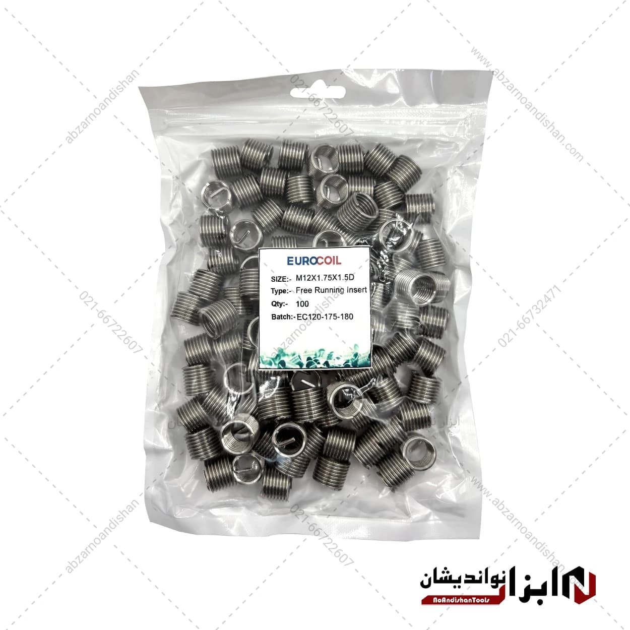 فنر هلی کویل استیل سایز EUROCOIL | M12x1.75×1.5D — تصویر ۲