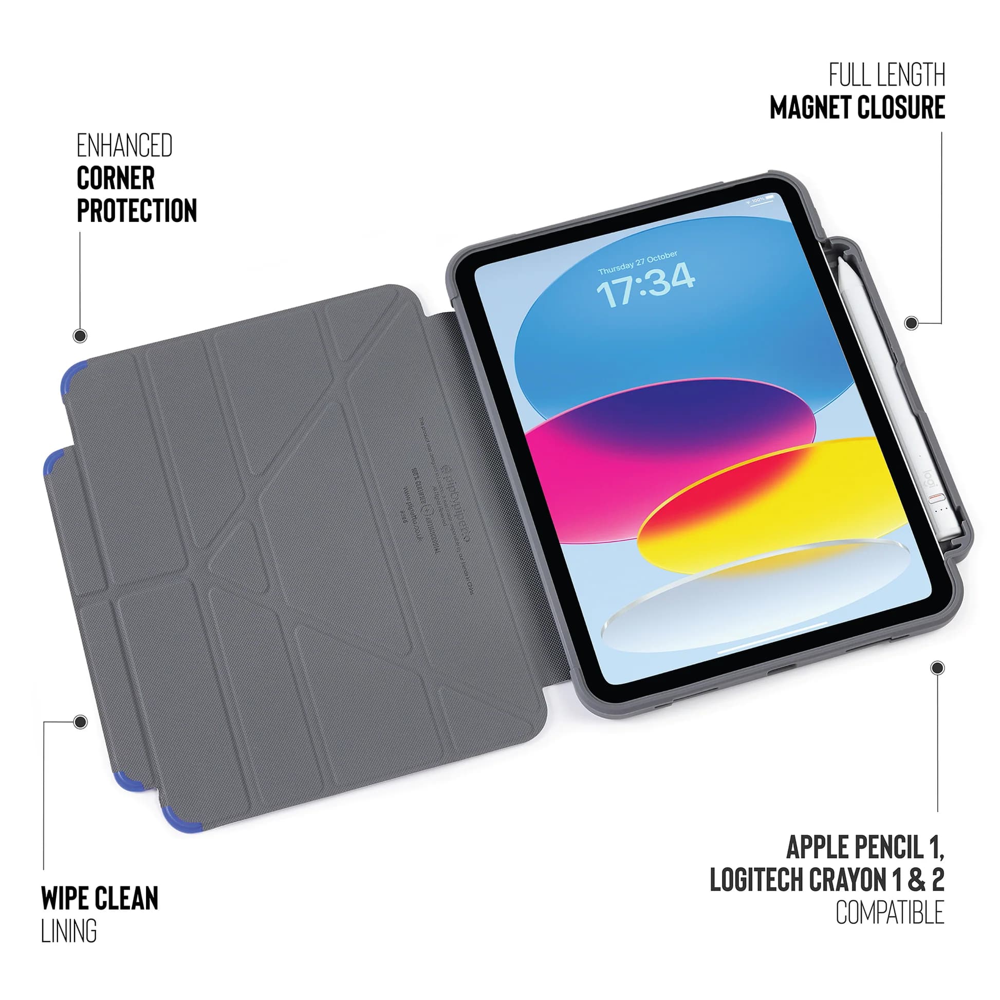 کاور اسمارت فولیو آیپد نسل 11 | 11 اینچ | 2025 | A16 | ضدضربه | بست مگنتی | مدل Origami No2 Pencil Shield برند پیپتو — تصویر ۵