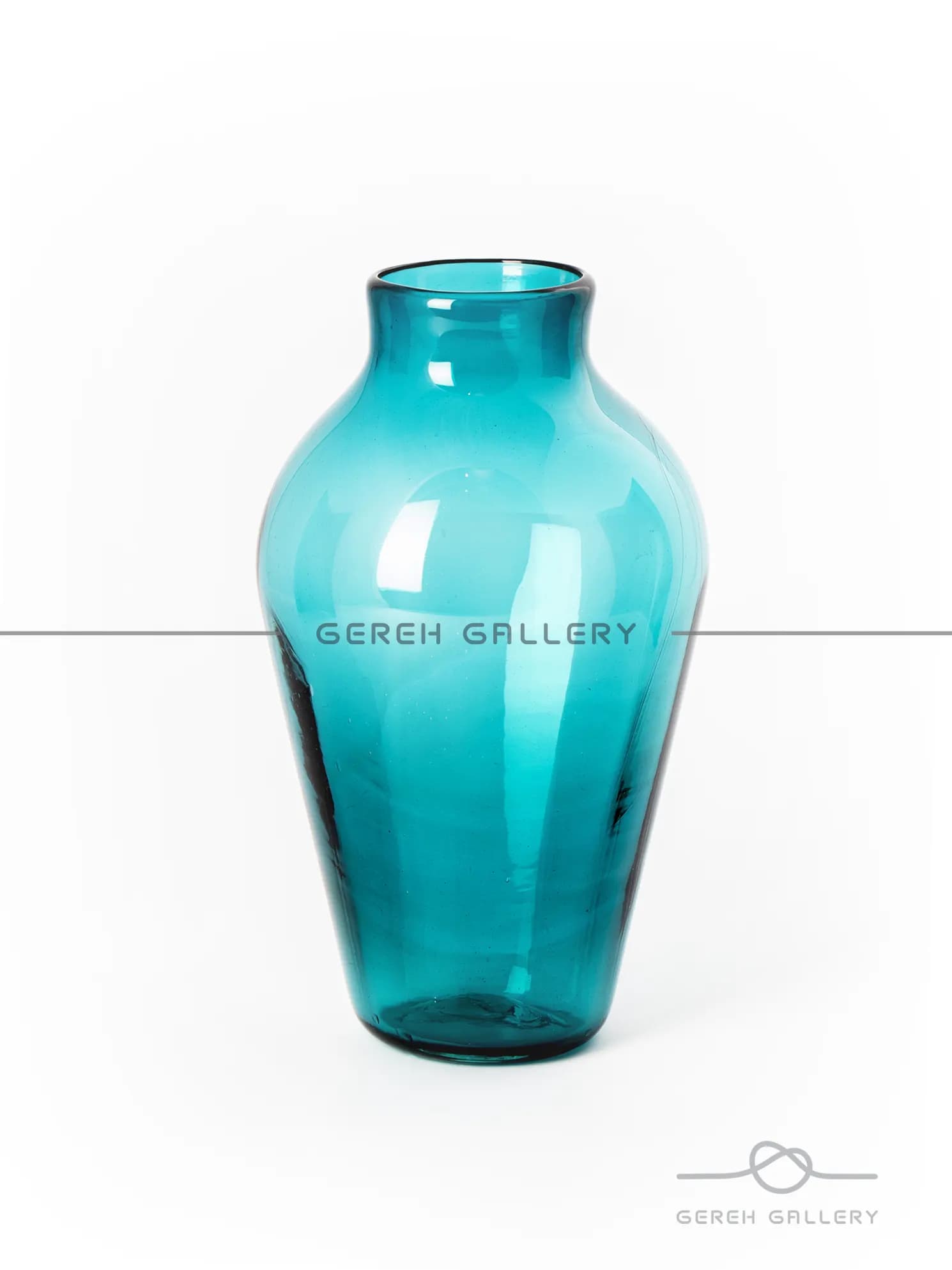 گلدان شیشه ای استوانه آبی فیروزه ای