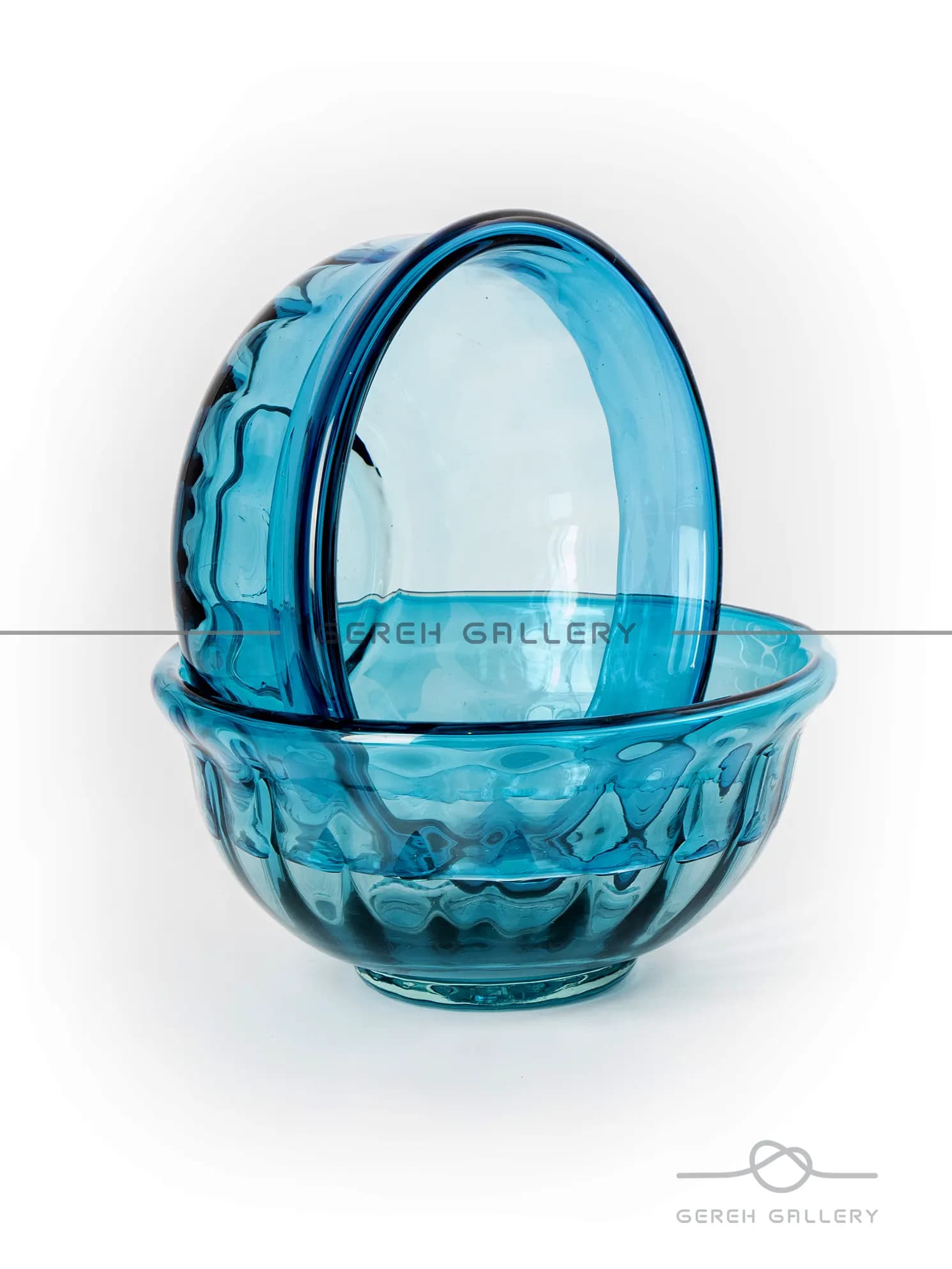 کاسه شیشه ای بزرگ آبی فیروزه ای — تصویر ۲