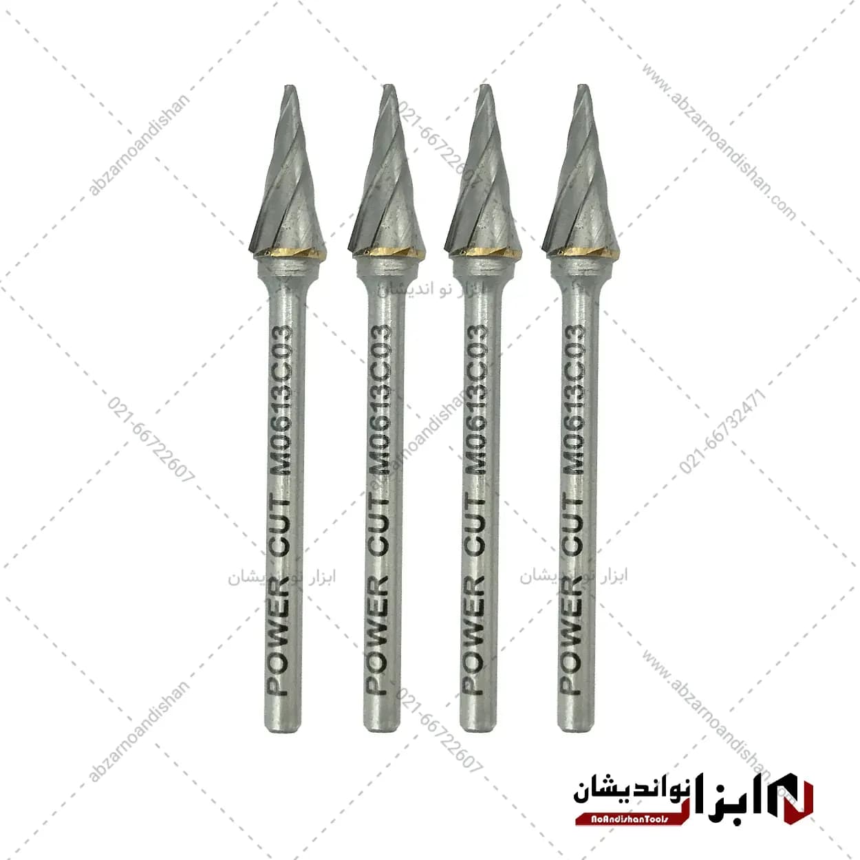 فرز فرم مینیاتوری آلومینیوم مخروطی تیز M سایز 6 دنباله 3 برند پاور کات