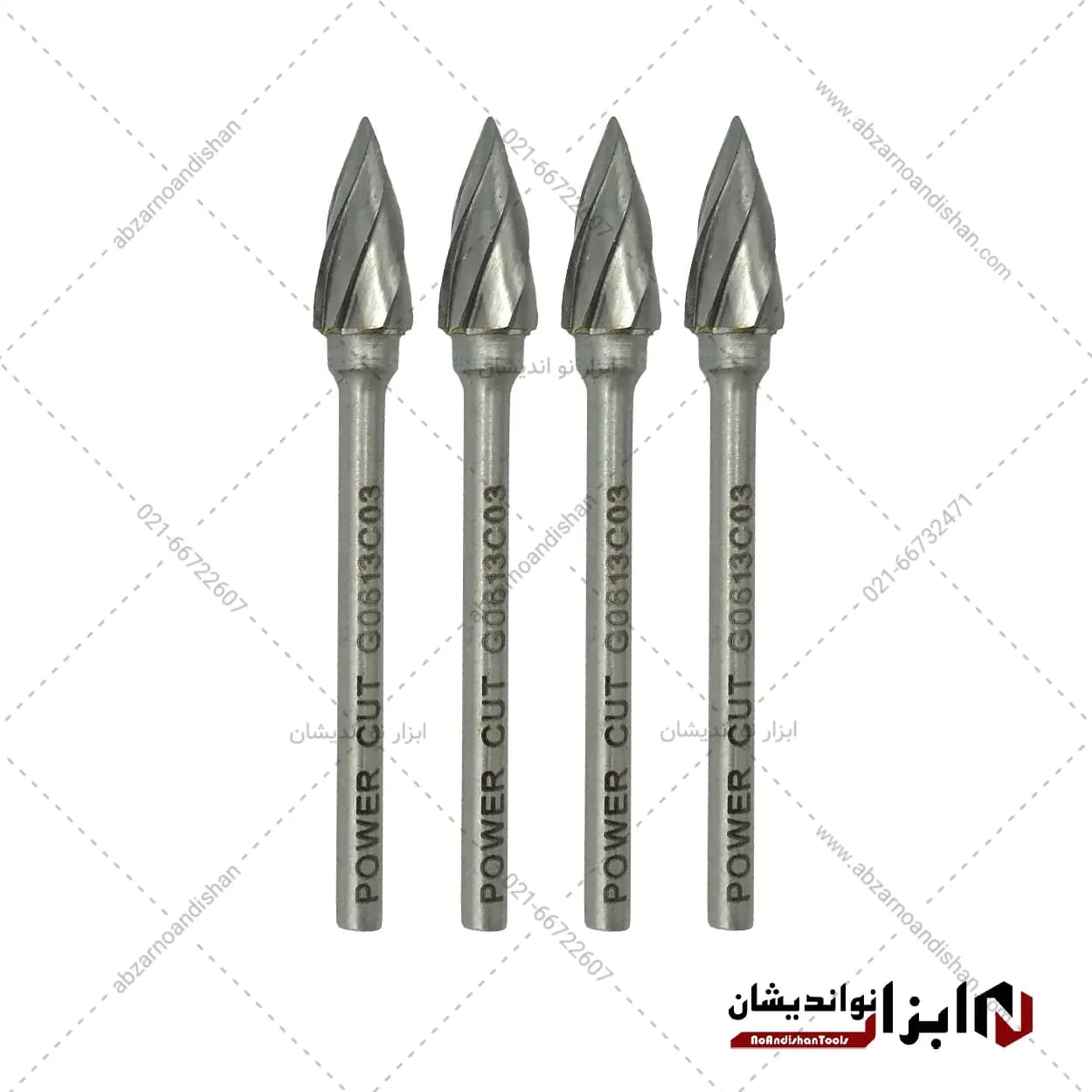 فرز فرم مینیاتوری آلومینیوم مدل مخروطی G سایز 6 برند پاور کات
